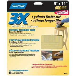 Norton 400 Grit Super Fine Sandpaper Sheets (3 Pack) 02612