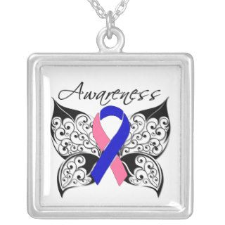 Male Breast Cancer Awareness Tattoo Butterfly Necklaces