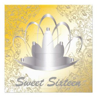 Sweet Sixteen Royal Tiara Silver Gold Invitation