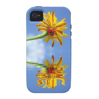 Ladybug on flower above water with reflection iPhone 4/4S cases