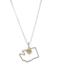 Silver Washington Pendant Necklace with Gold Heart Accent Cents of Style Jewelry