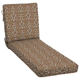 Hampton Bay Cayenne Scroll Quick Dry Outdoor Chaise Lounge Cushion ND01215A 9D1