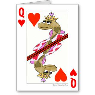 Snake Queen of Hearts Card