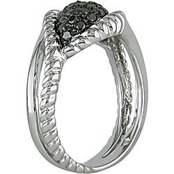 Miadora Sterling Silver 1/2Ct TDW Fancy Black Diamond Ring Miadora Diamond Rings