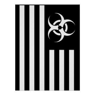 Zombie Biological Outbreak BLack Flag Poster