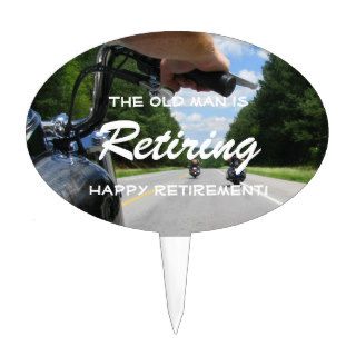 Motorcycle Biker Riding Funny Retirement Party Cake Toppers
