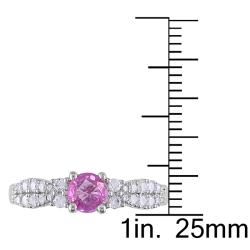 Miadora 14k White Gold Pink Sapphire and 1/3ct TDW Diamond Engagement Ring (G H, I1 I2) Miadora Gemstone Rings