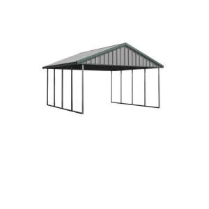 PWS Premium Canopy 16 ft. x 20 ft. Light Stone and Patina Green All Steel Structure with Durable Galvanized Frame S 1620 PG