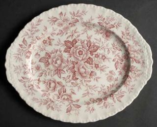 Grindley Printemps Pink 12 Oval Serving Platter, Fine China Dinnerware   Pink F