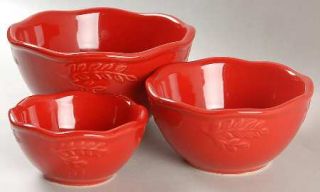 Cuisineware Red 3 Piece Mixing Bowl Set, Fine China Dinnerware   Karidesign,All