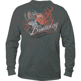 Browning Long Sleeve T Shirt with Red Sky Motif   Dark Heather, Large