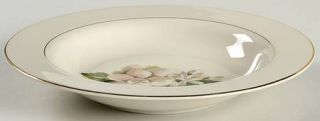 Fine Arts Remembrance Rim Soup Bowl, Fine China Dinnerware   White Flowers,Green