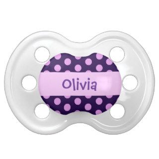 Purple Polka Dots Baby Girl  Custom Name P545 Pacifiers