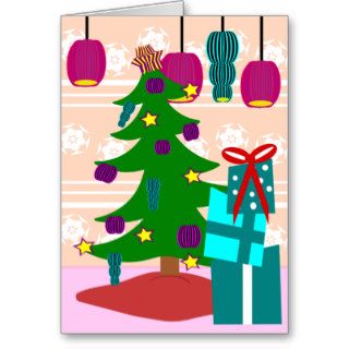 Funky Christmas Tree and Gift Greeting Card
