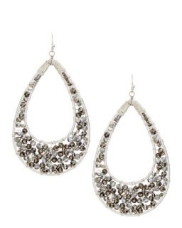 Crystal Teardrop Earrings, Silver