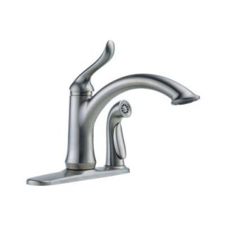Delta Linden Single Handle Integral Side Sprayer Kitchen Faucet in Arctic Stainless 3353 AR DST