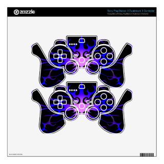 Flames Tribal Tattoo Purple and Blue PS3 Controller Skins