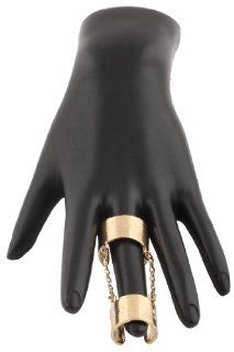Gold Cuff Double Chain Knuckle Ring Jewelry