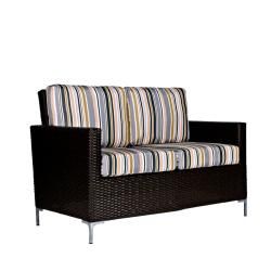 angeloHOME Napa Springs Newport Stripe 3 Piece Indoor/Outdoor Wicker Arm Chair, Loveseat and Table ANGELOHOME Sofas, Chairs & Sectionals