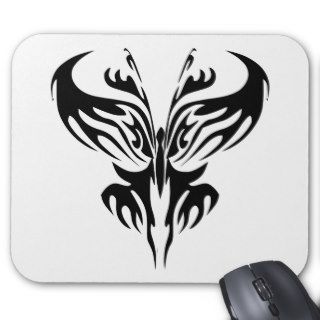 White Tribal Tattoo Butterfly Mouse Mat