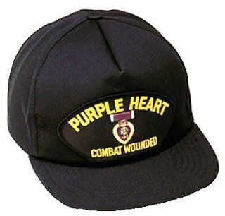 PURPLE HEART COMBAT WOUNDED MILITARY BLACK CAP/HAT 
