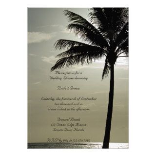 Palm Tree Silhouette Beach Wedding Shower Invite