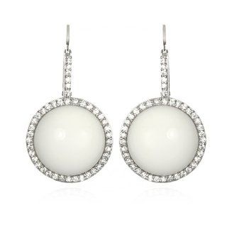 Round White Agate Drop Earring Dangle Earrings Jewelry