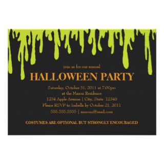 5 x 7 Green Slime  Halloween Party Invite