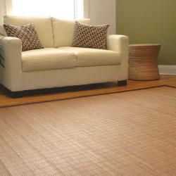 Natural Bamboo Rug with Brown Border (4' x 6') 3x5   4x6 Rugs