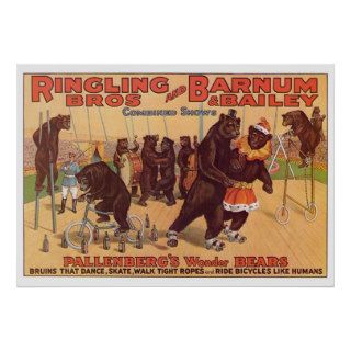Ringling Bros. Wonder Bears Advertisement 1920's Print