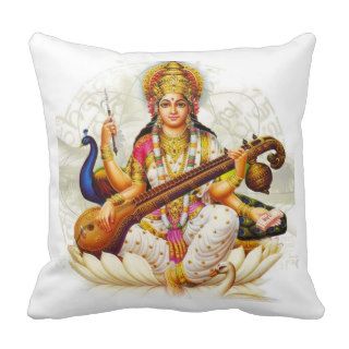 Hindu Goddess Sarawati Sanskrit Prayer Throw Pillow