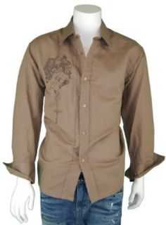 Modern Men's Long Sleeve Linen Shirt Embroidery Design G L603B Taupe Brown (XX Large) at  Mens Clothing store