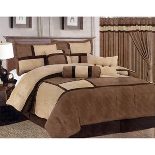 Chelsea Contemporary Microsuede and Polyester 7 Piece Comforter Set Comforter Sets