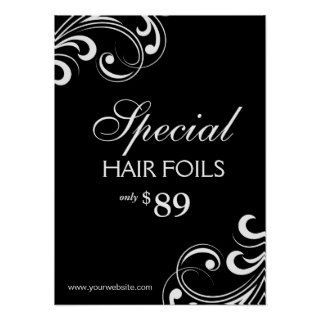 HAIR Salon Poster Spa Black & White Swirls
