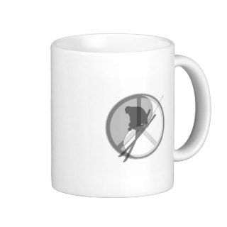 yin yang peace skiing coffee mugs