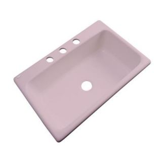 Thermocast Manhattan Drop in Acrylic 33x22x9 in. 3 Hole Single Bowl Kitchen Sink in Wild Rose 48363