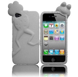 Apple iPhone 4 4s Soft Silicone Soft White Frog Design Rubber Skin Cover Case with Free Gift Aplus Pouch Cell Phones & Accessories
