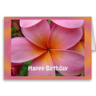 Pink Plumeria Tropical Flower Birthday Card