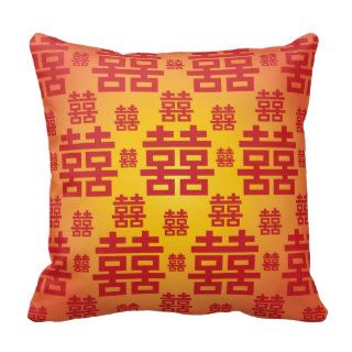 Chinese Double Happiness Good Fortune Wedding Pillow