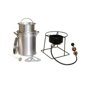 King Kooker 38,000 BTU Propane Gas Outdoor Turkey Fryer with 29 qt. Pot, Steamer Basket and Battery Operated Timer 1266B