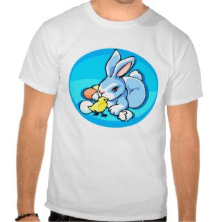 blue white rabbit chick blue background graphic.pn shirts