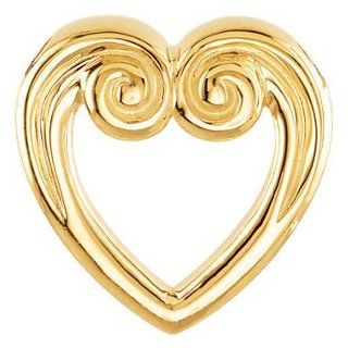 14K Yellow Gold Heart Pendant Slide by US Gems Jewelry
