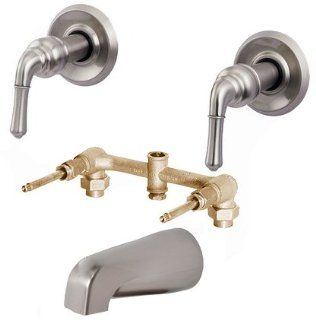 Brushed Nickel 2 Handle Bathroom Tub Spout Faucet+Valve   Two Handle Tub Only Faucets