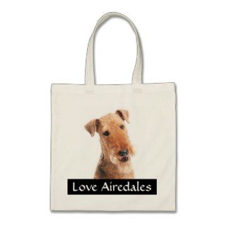 Love Airedale Terrier Puppy Dog Canvas Totebag