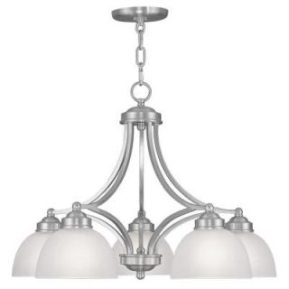 Filament Design 5 Light 18 in. Brushed Nickel Chandelier with Satin Glass Shade CLI MEN4225 91