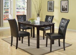 Praia 5PC Articifial Marble Top Dining Set, Dining Table 4 Chairs Home & Kitchen