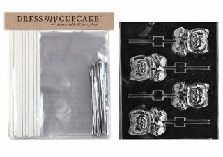 Dress My Cupcake DMCKITE422 Chocolate Candy Lollipop Packaging Kit with Mold, Easter, Lop Eared Bunny Lollipop Kitchen & Dining