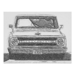 Sketched Chevy Truck Posters