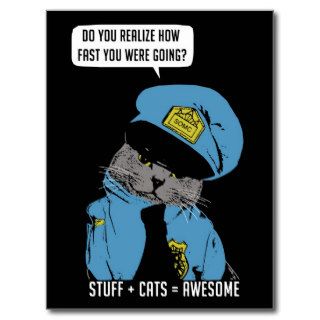 Stuff on my cat   Cop Postcards