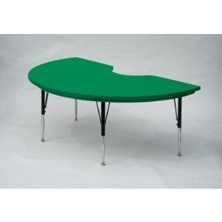 Kidney Shaped Plastic Activity Table with Standard Legs Color Green